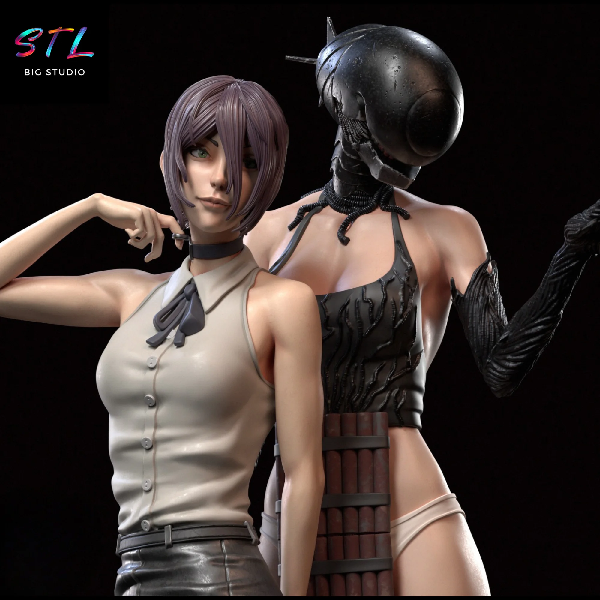 STL Reze & Bomb Devil | Chainsaw Man | 3D Printable Figure Model — view 3