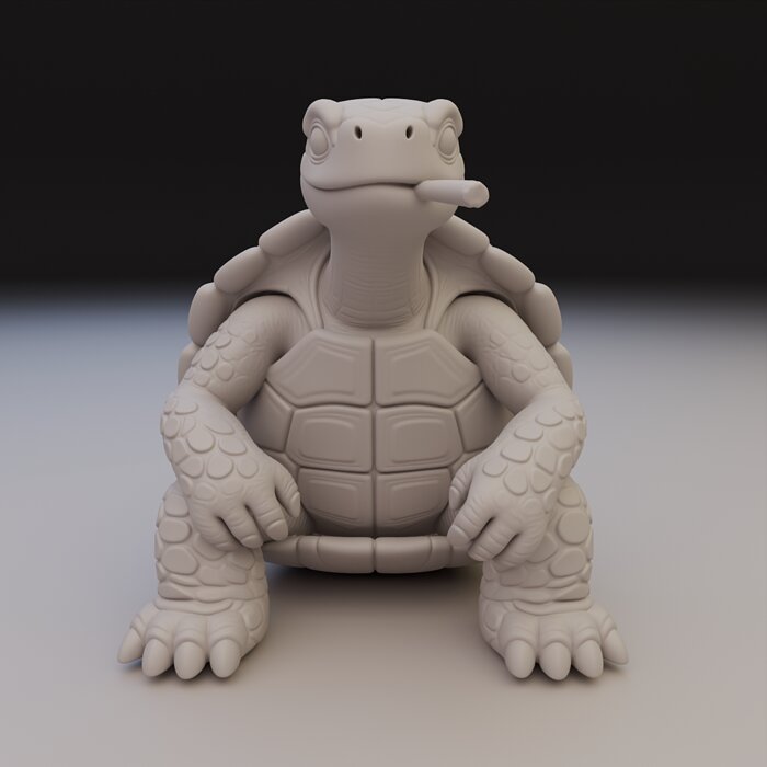 Stylized Turtle Statue - Funny Reptile Character 3D BLEND Model — view 2