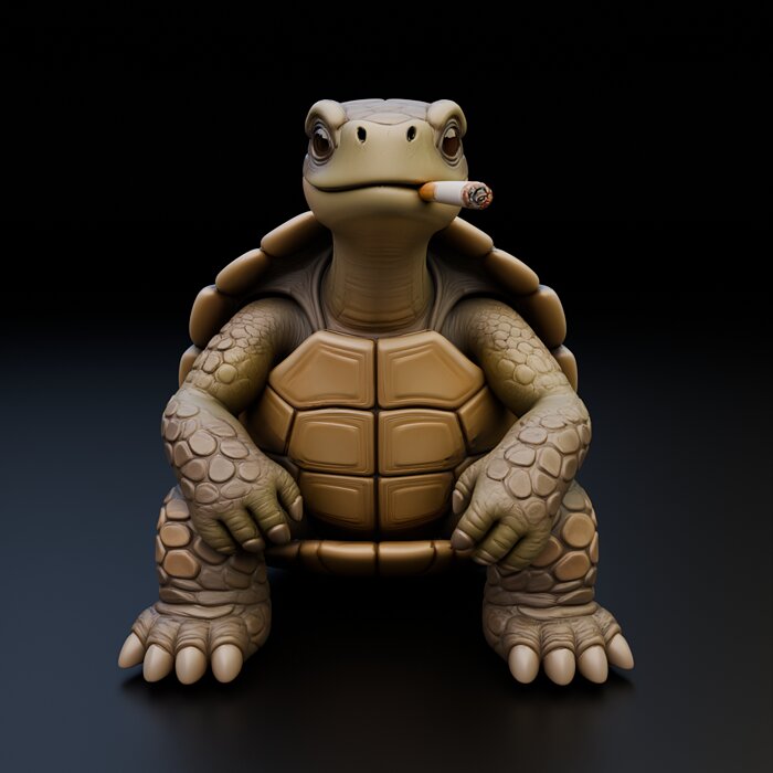 Stylized Turtle Statue - Funny Reptile Character 3D BLEND Model — view 3