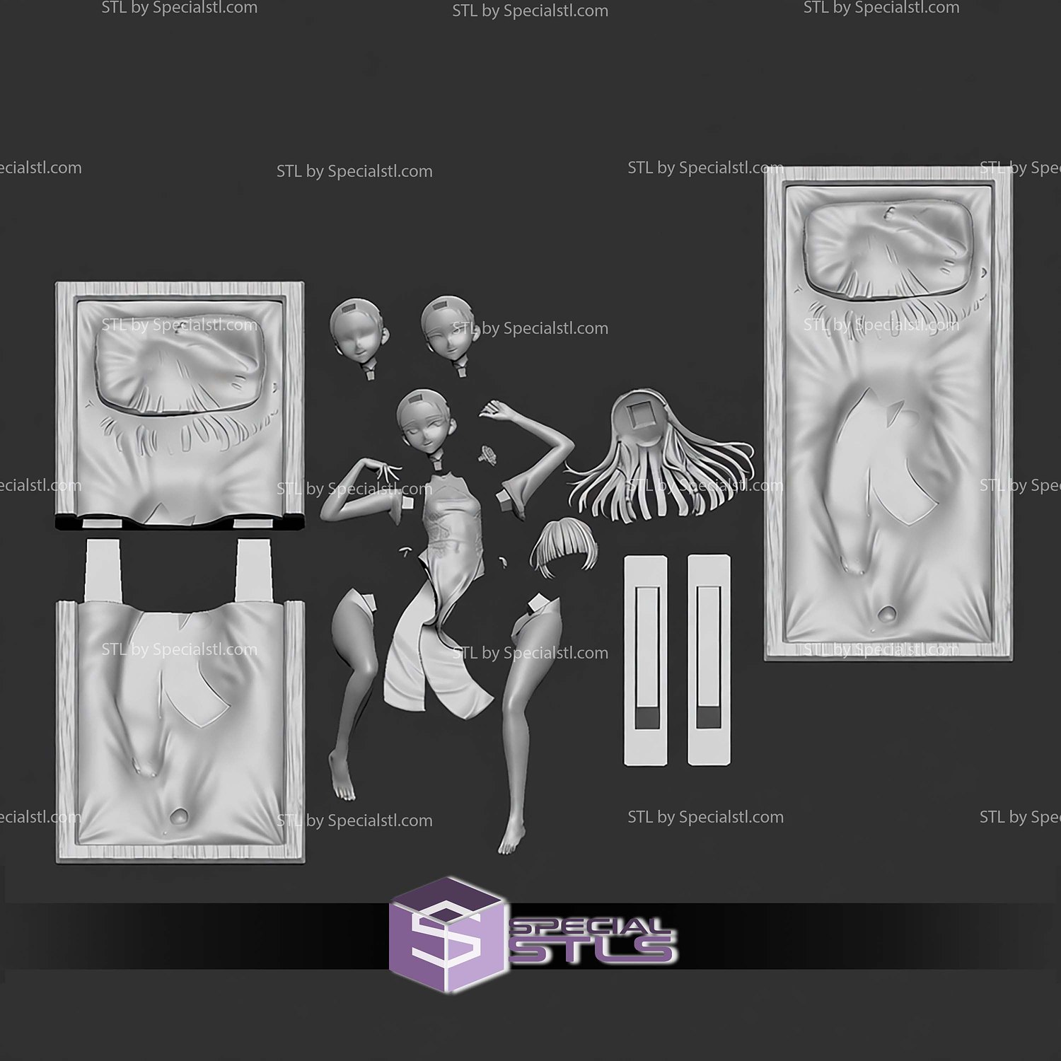 Maomao in Qipao STL Files 3D Model — view 4