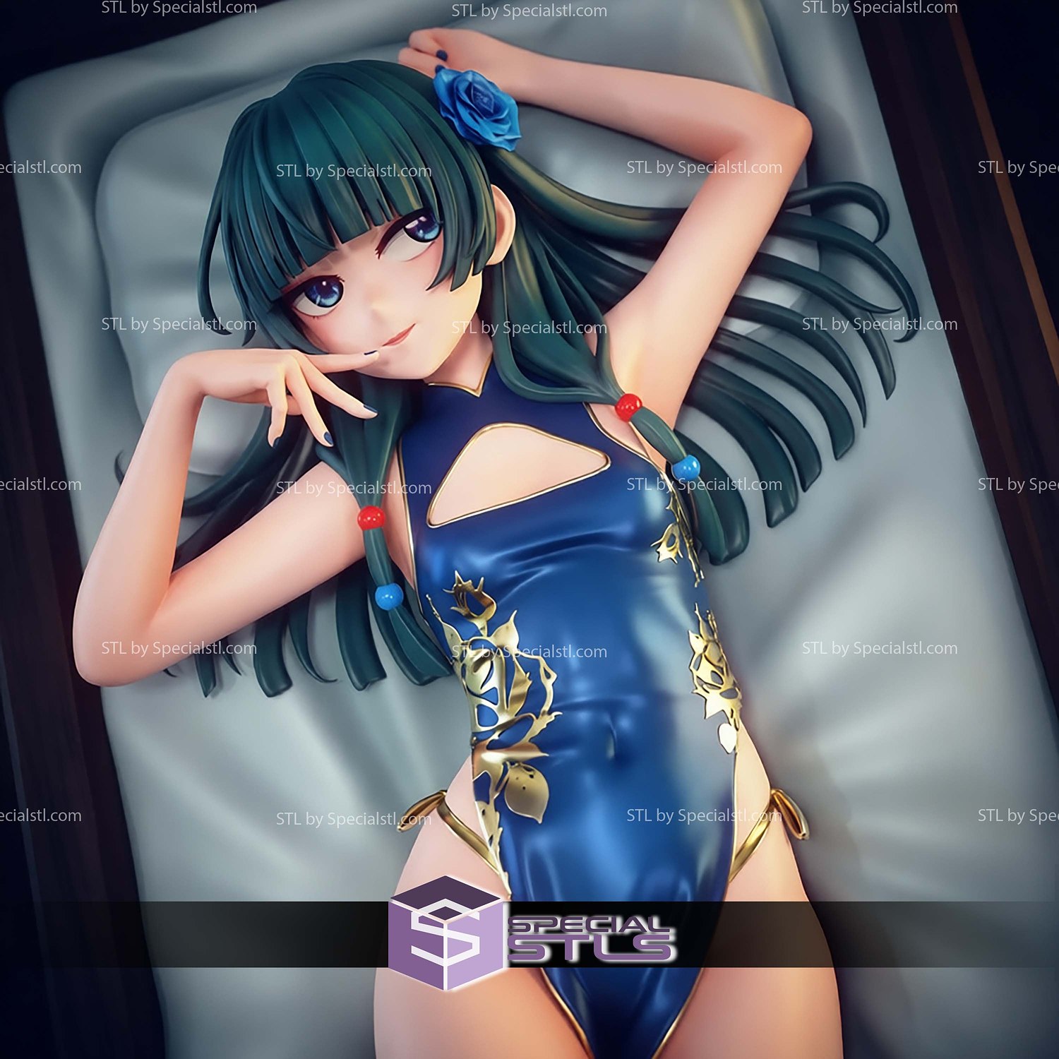 Maomao in Qipao STL Files 3D Model — view 5