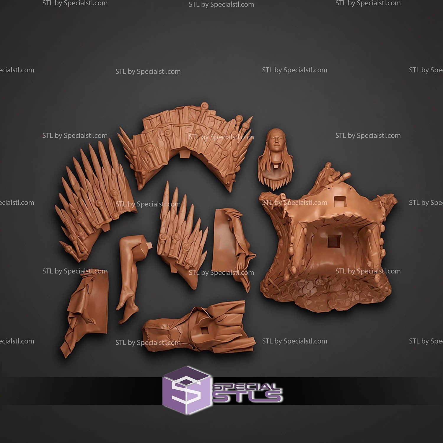 Rhaenyra on Throne STL Files 3D Model — view 5