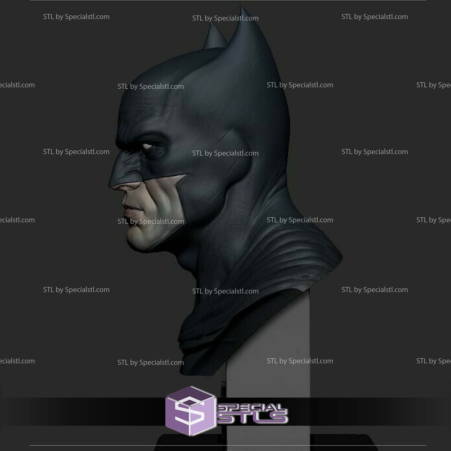 Batman Bust 12cm STL Files 3D Model — view 7