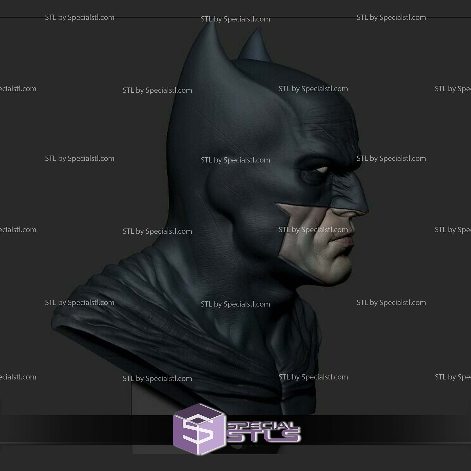 Batman Bust 12cm STL Files 3D Model — view 8