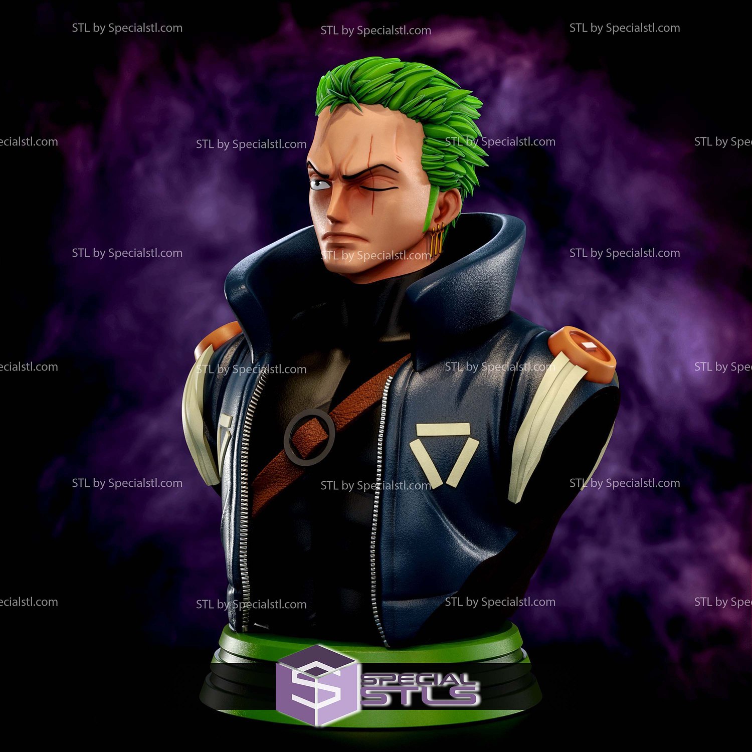 Zoro in Suit Bust 3D Printer Files STL Model — view 2