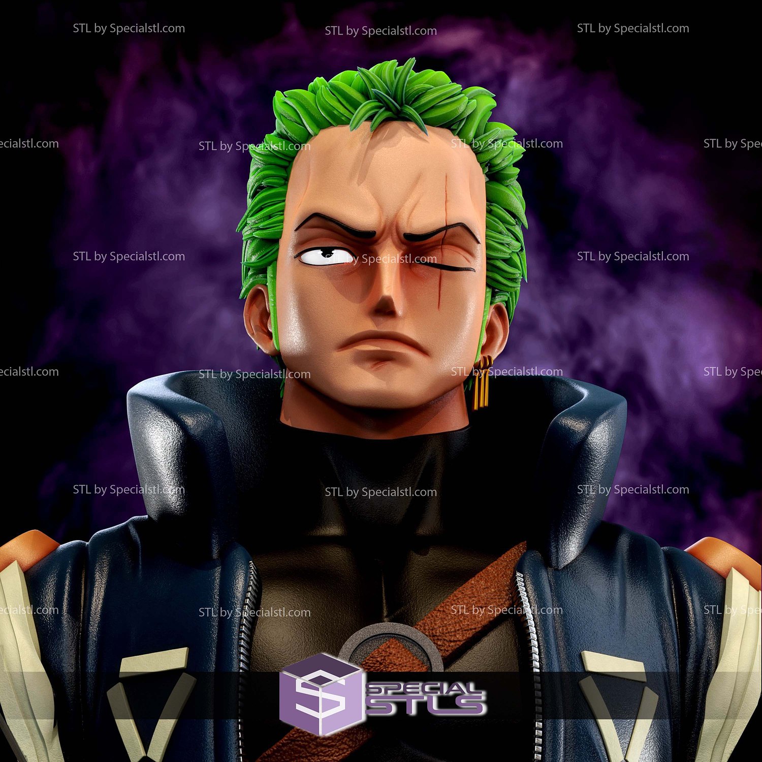 Zoro in Suit Bust 3D Printer Files STL Model — view 3