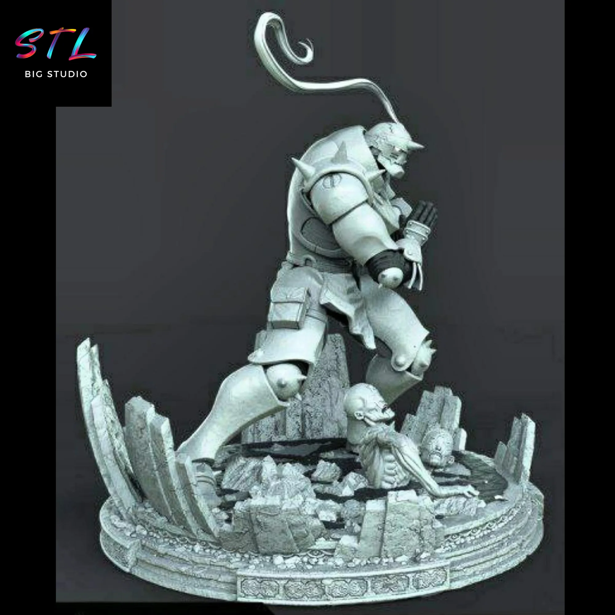 Alphonse Elric Combat STL | 3D Printable Figure | Fullmetal Alchemist Model — view 2