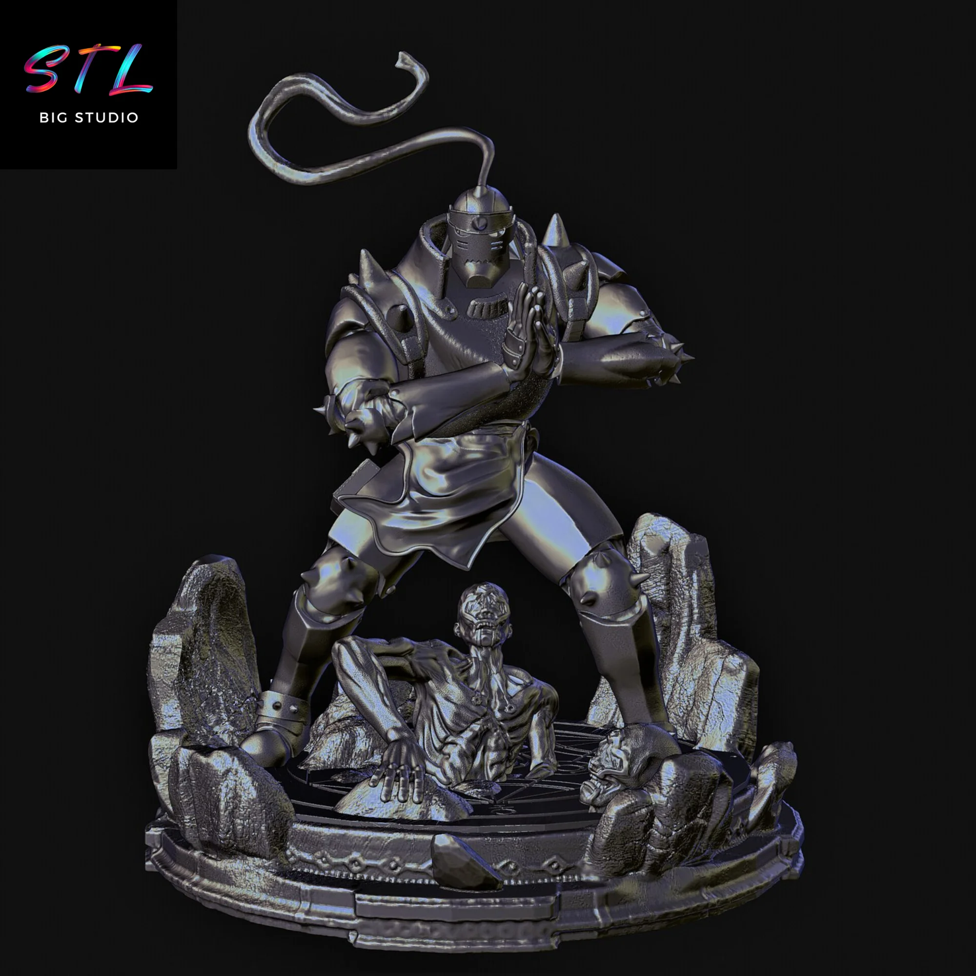 Alphonse Elric Combat STL | 3D Printable Figure | Fullmetal Alchemist Model — view 3