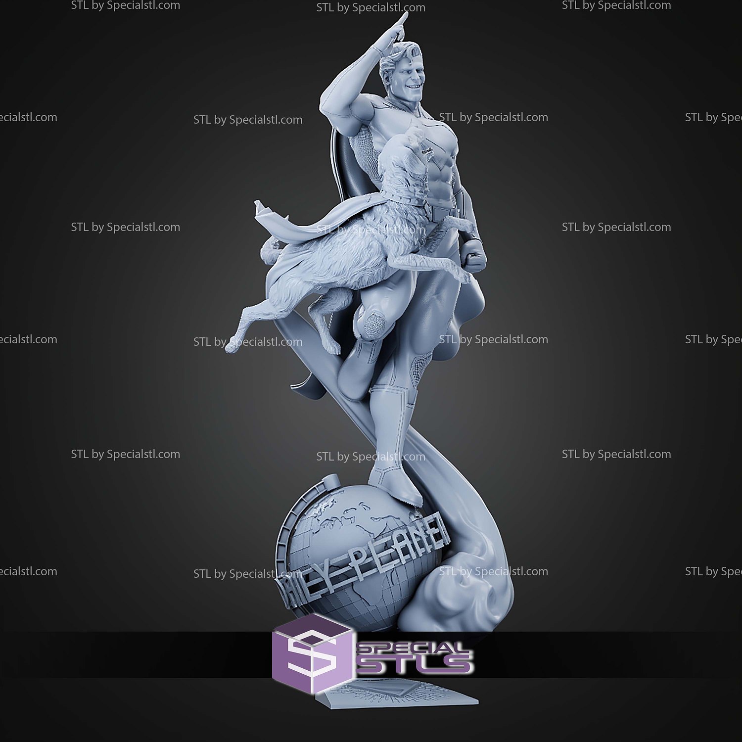 Superman And Krypto 497mm STL Files 3D Model — view 2