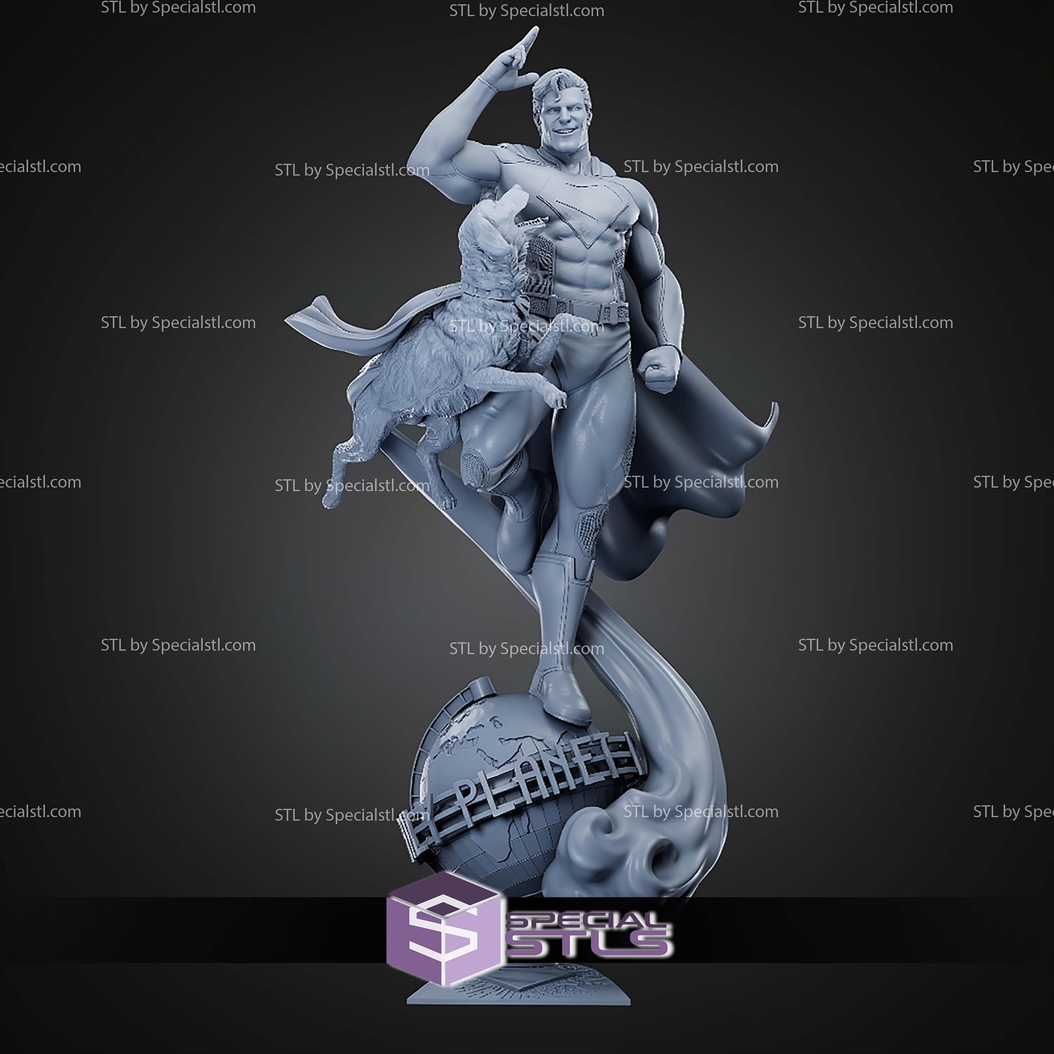 Superman And Krypto 497mm STL Files 3D Model — view 6