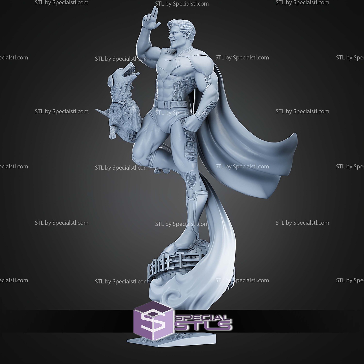 Superman And Krypto 497mm STL Files 3D Model — view 7