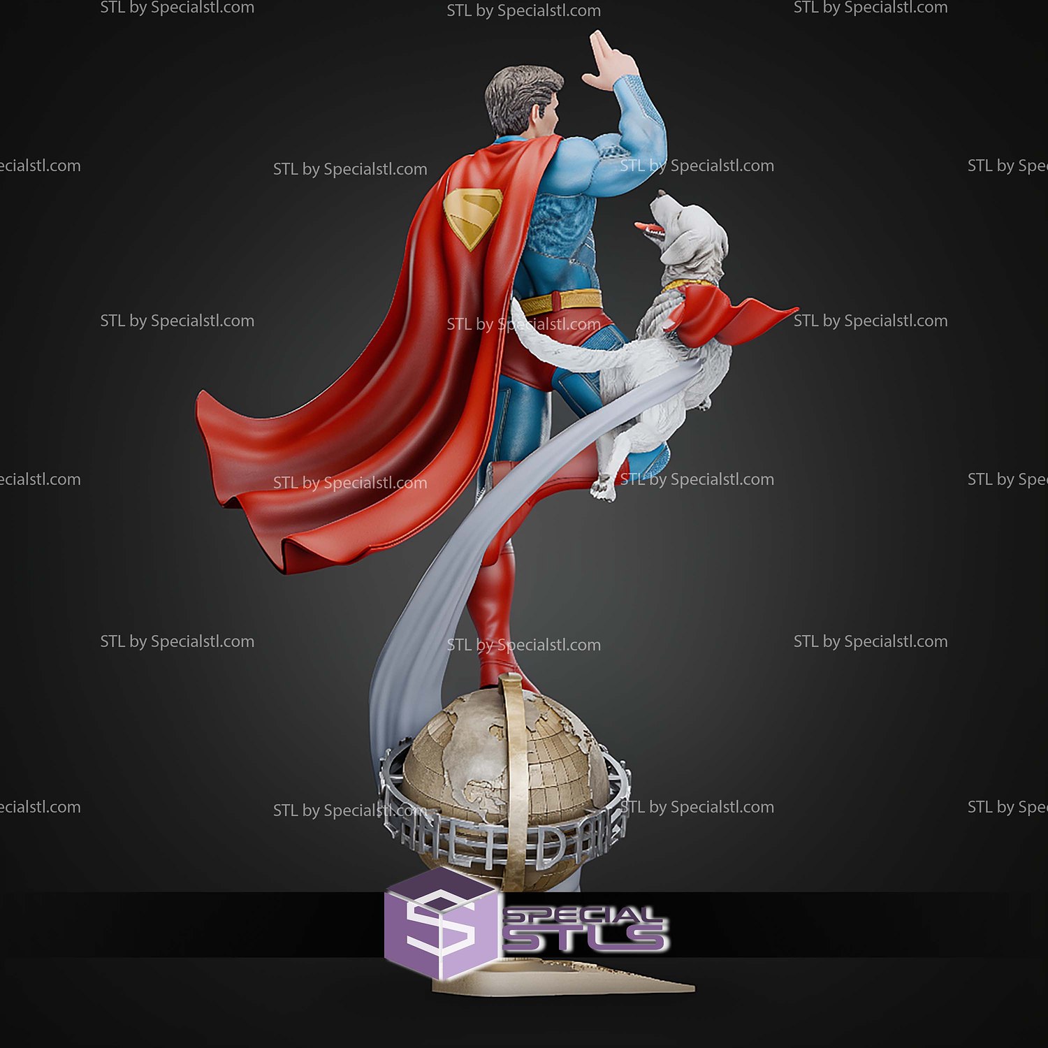 Superman And Krypto 497mm STL Files 3D Model — view 8