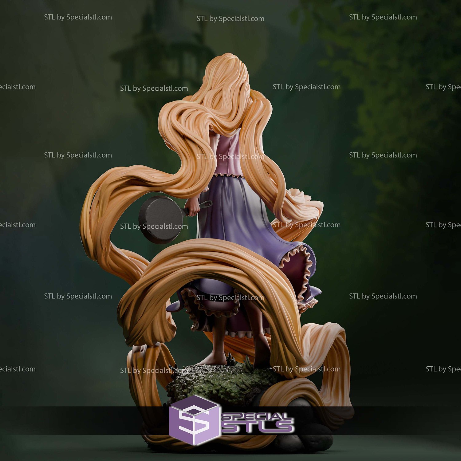 Rapunzel and Pascal Tangled Sculptures 3D Printing STL Model — view 3