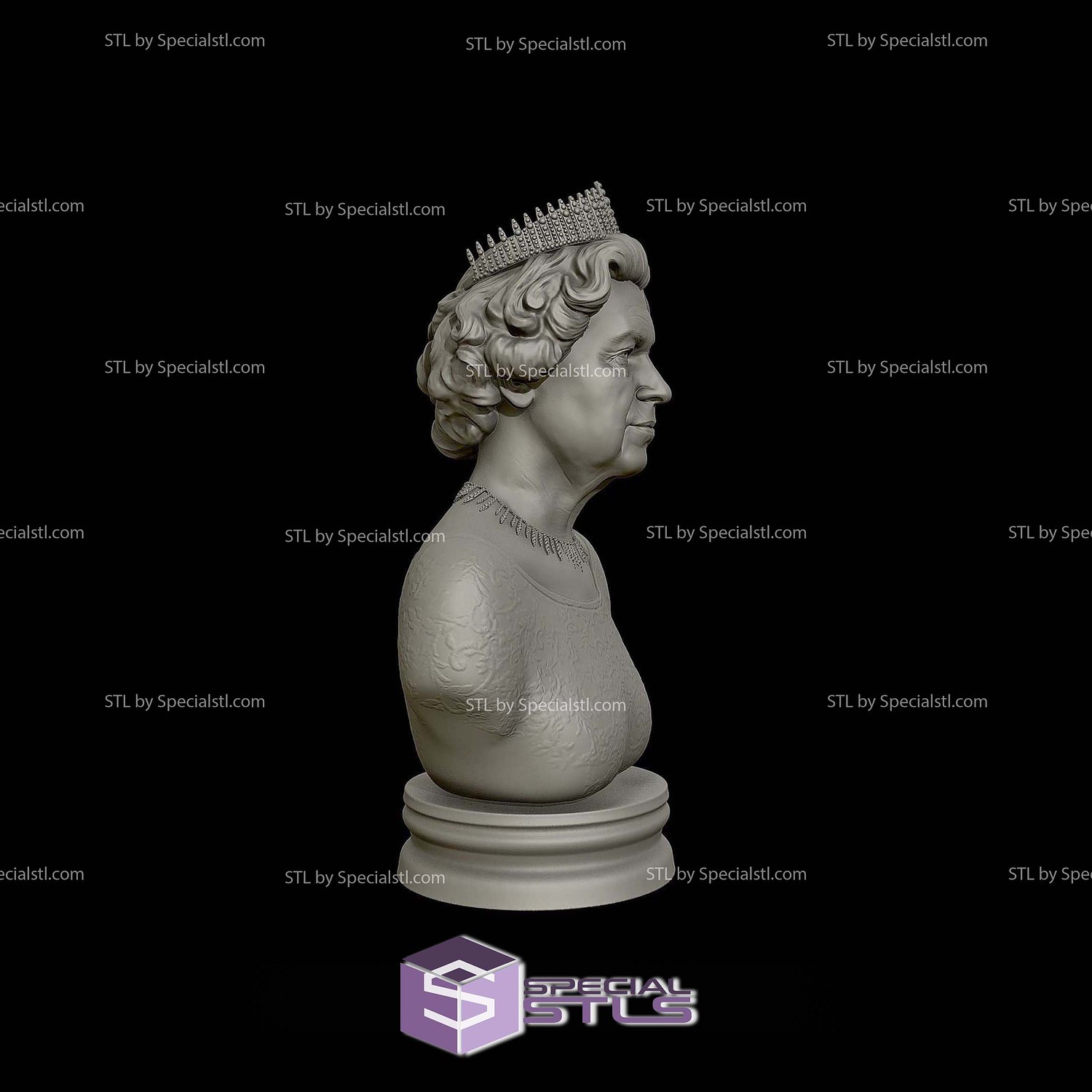 Queen Elizabeth Bust 3D Printing Models STL Model — view 4