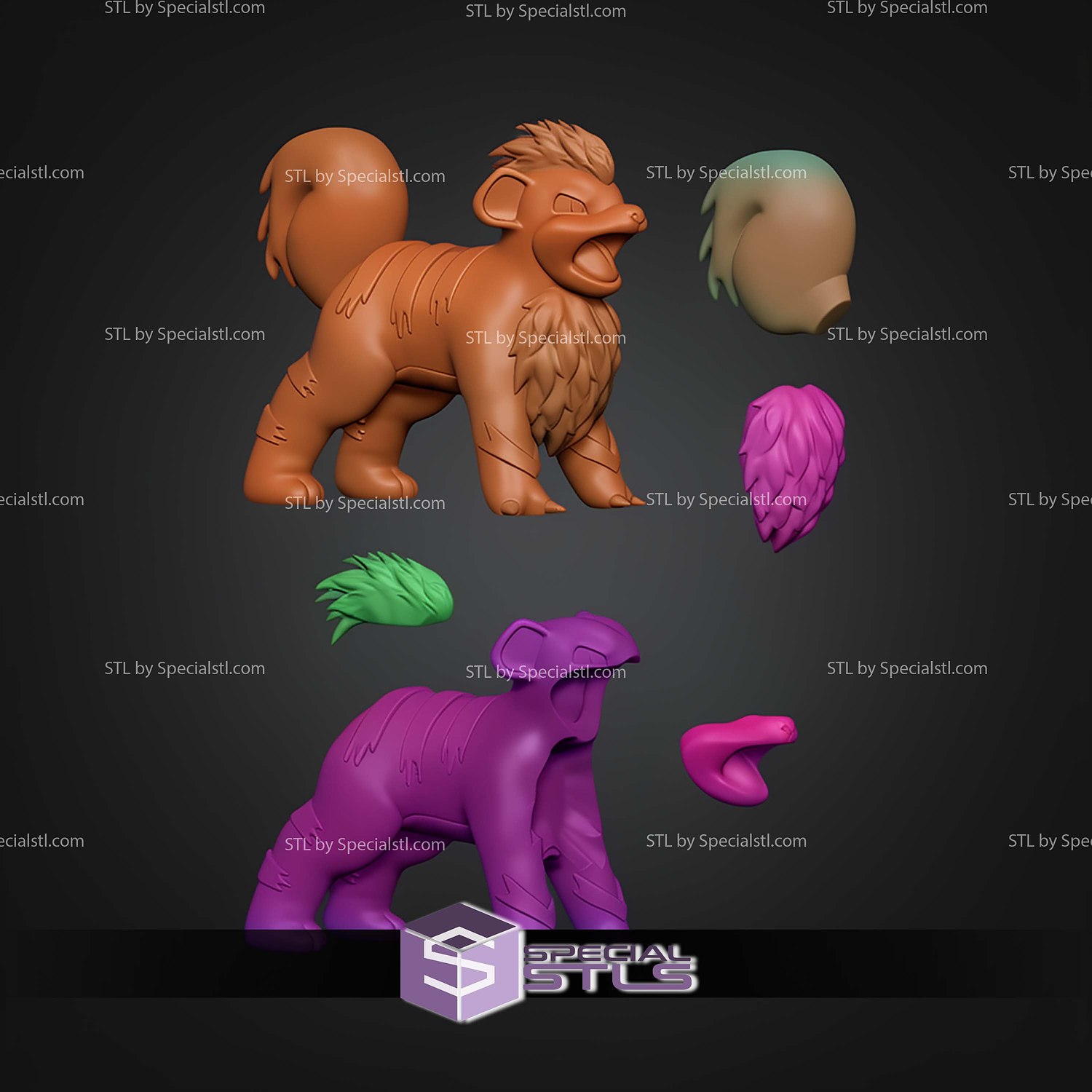 Life Size Growlithe Pokemon STL Files 3D Model — view 2