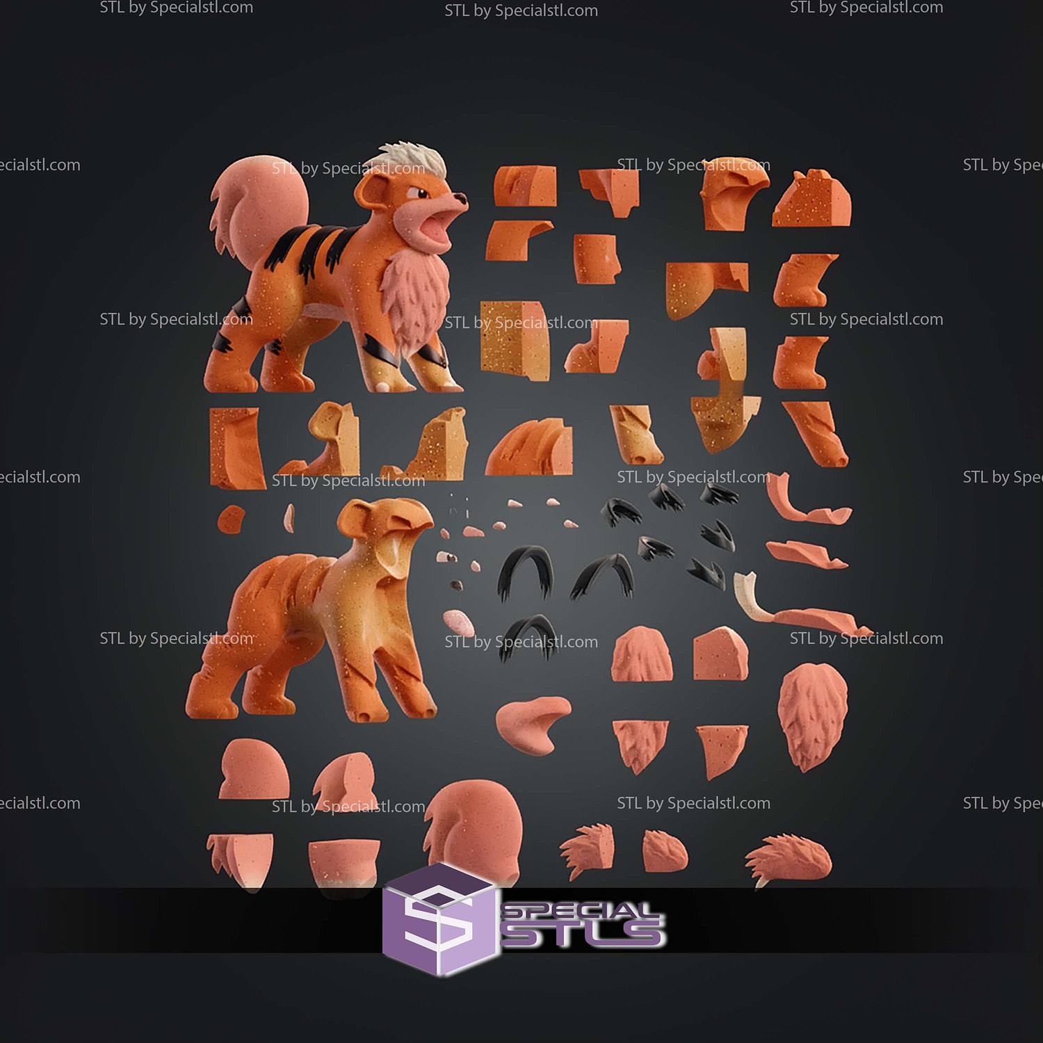 Life Size Growlithe Pokemon STL Files 3D Model — view 6