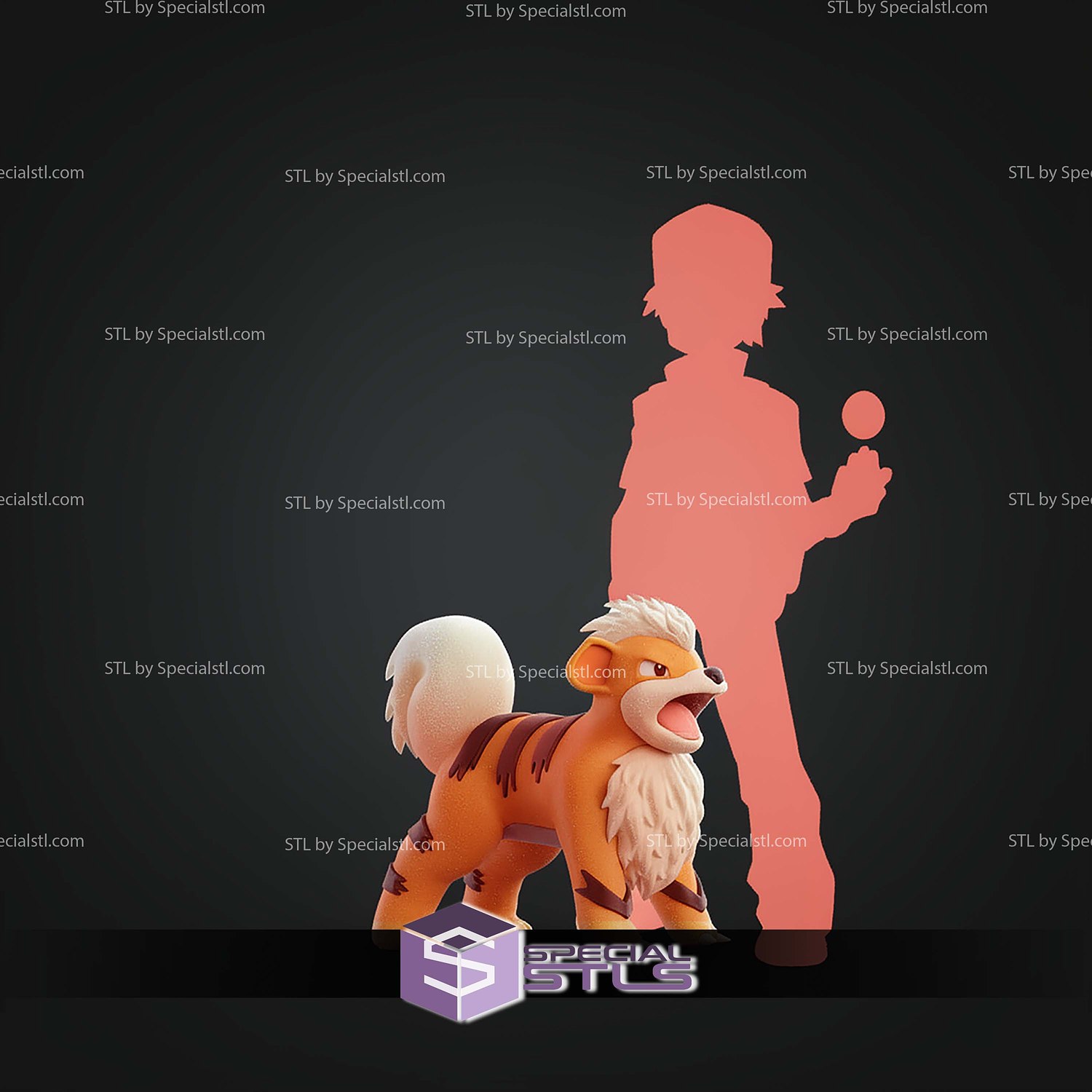 Life Size Growlithe Pokemon STL Files 3D Model — view 7
