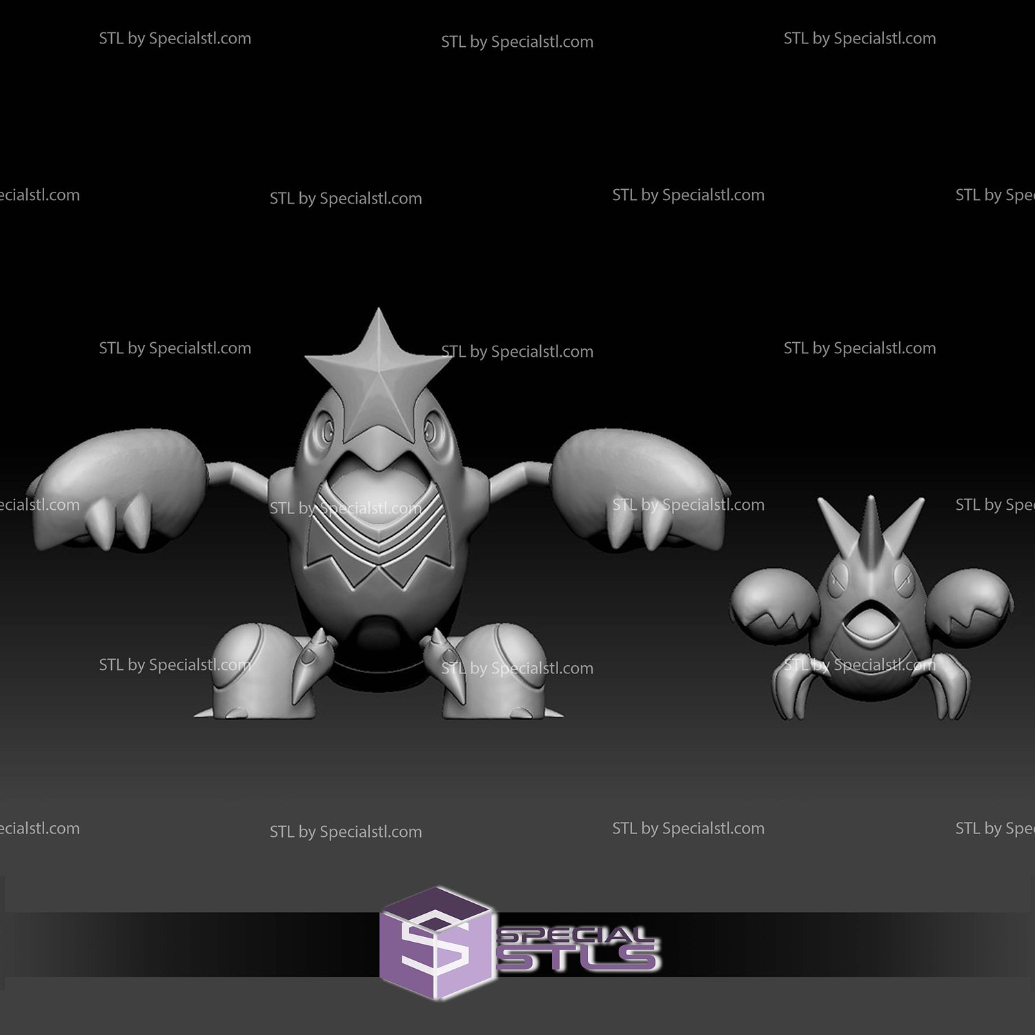 Pokemon STL Collection Corphish Crawdaunt 3D Model — view 3
