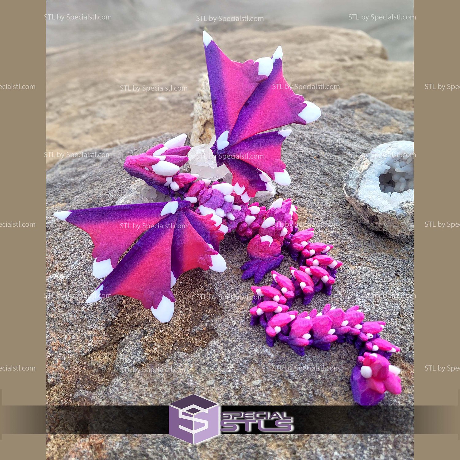 Super Basic STL Flexi Gemstone Wyvern 3D Model — view 2