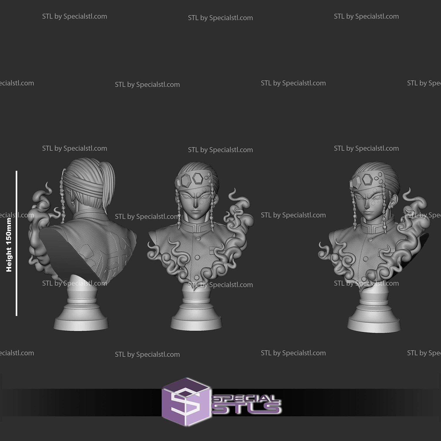 Uzui Tengen Bust 3D Printer Files STL Model — view 3
