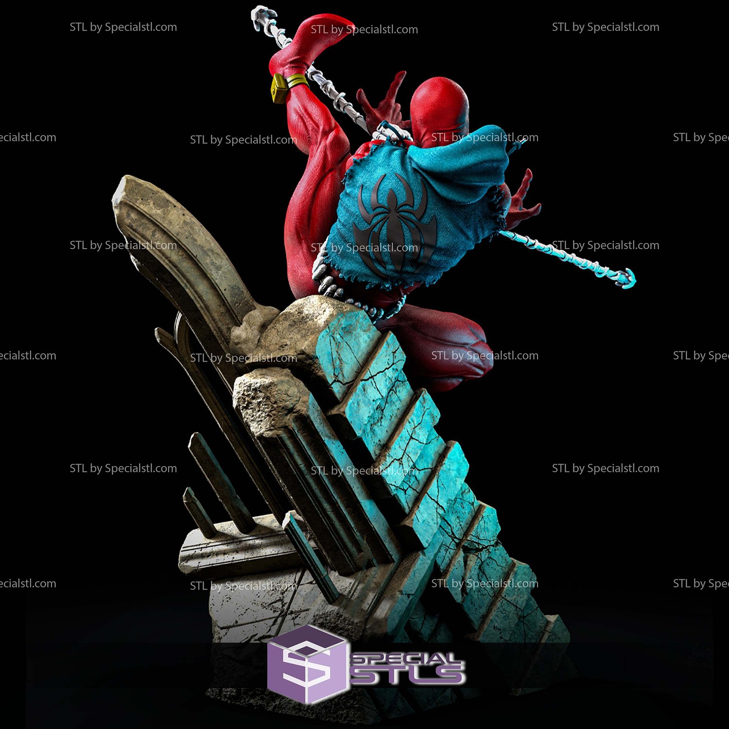 Scarlet Spider in Action 3D Printer Files STL Model — view 2
