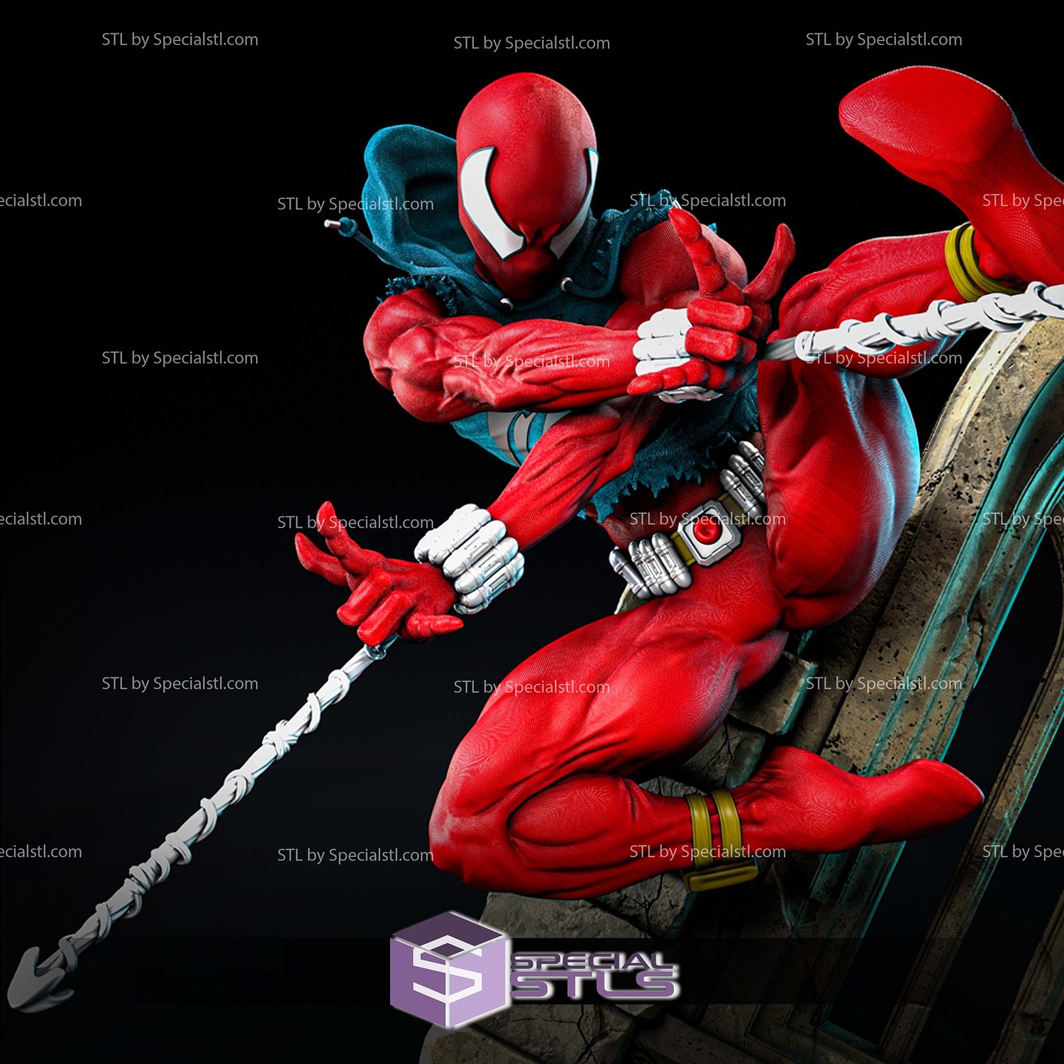 Scarlet Spider in Action 3D Printer Files STL Model — view 4