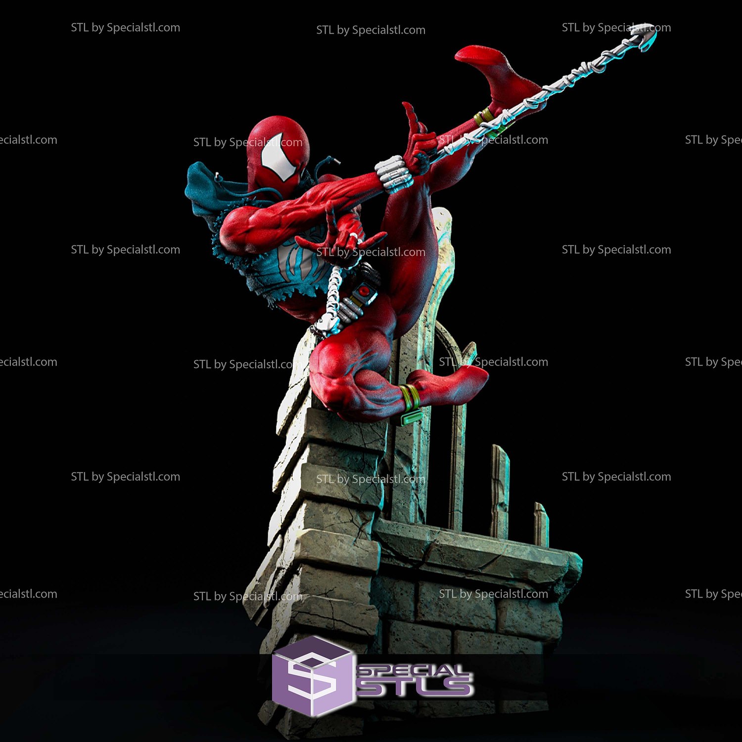 Scarlet Spider in Action 3D Printer Files STL Model — view 5