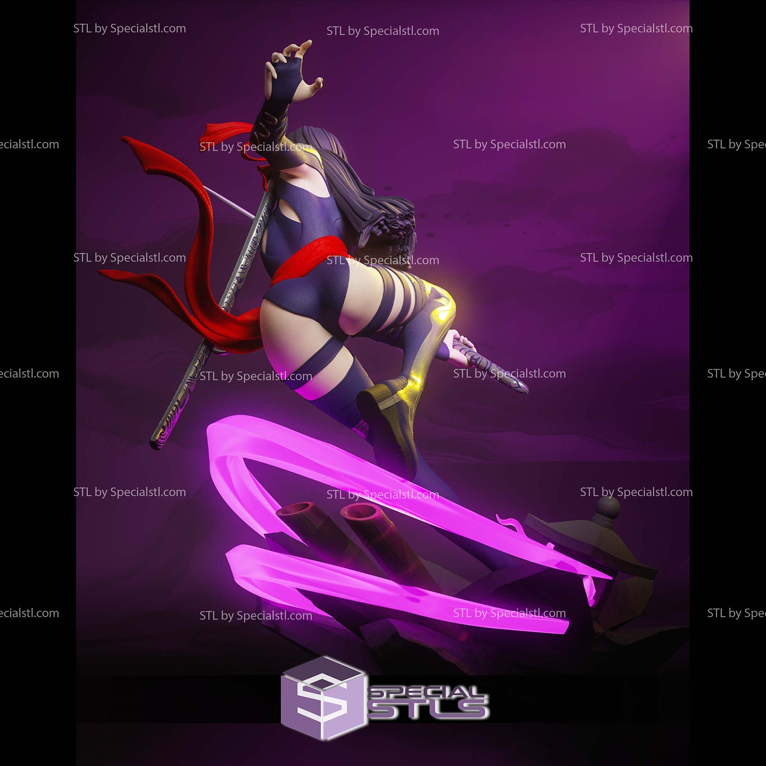 Psylocke Marvel Rivals V4 STL Files 3D Model — view 4