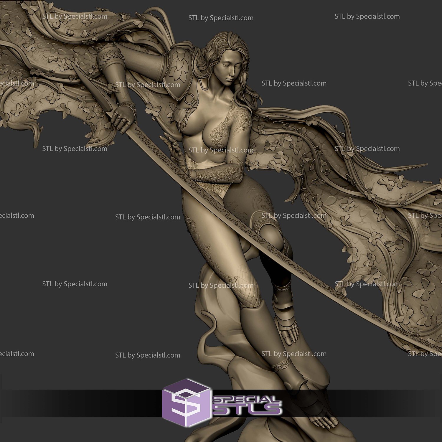 Valeria the Blade of Light STL Files 3D Model — view 4