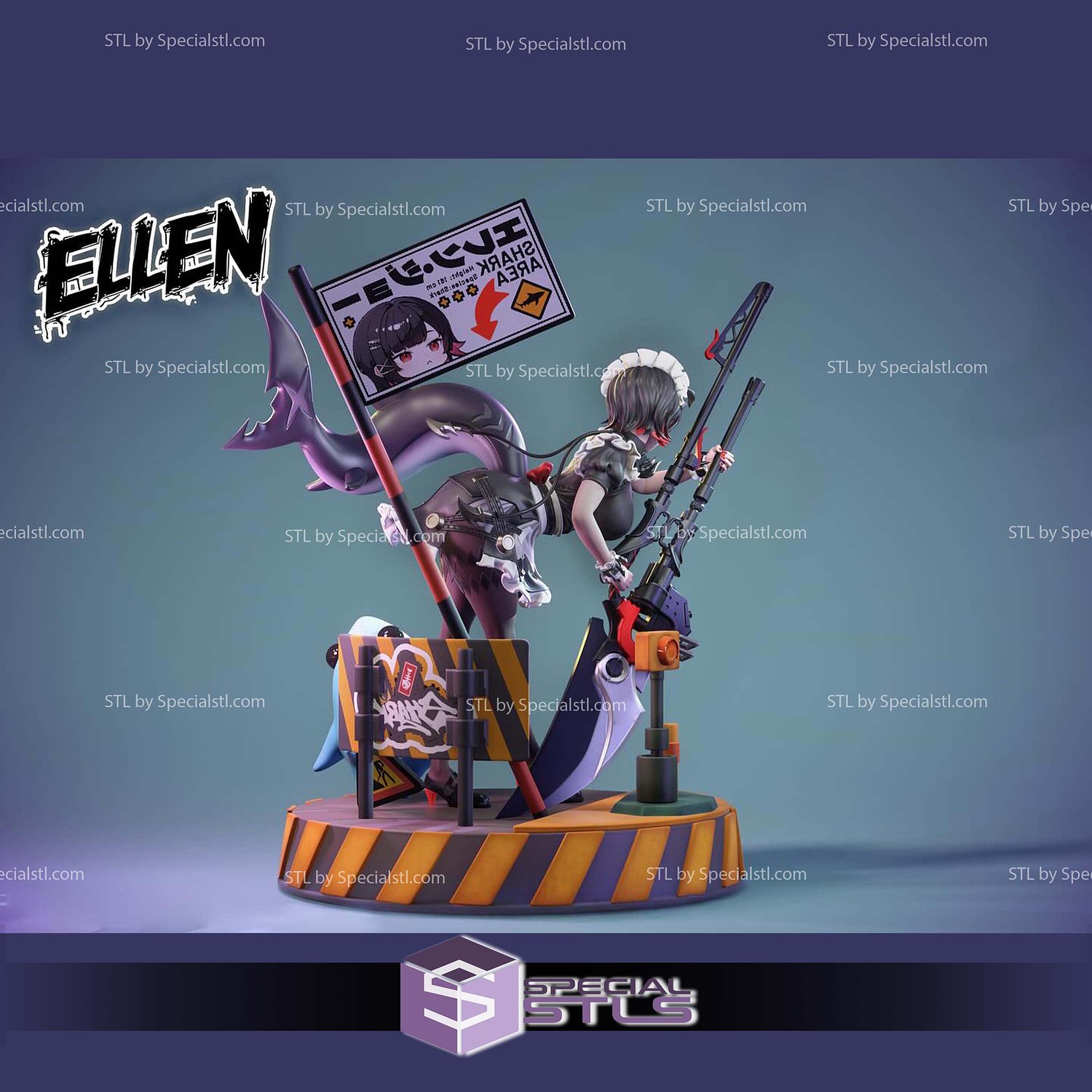 Ellen Joe Zenless Zone Zero Gun Shark STL Files 3D Model — view 2