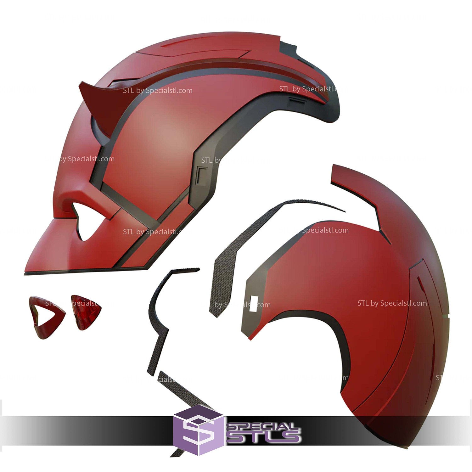 Cosplay STL Files Daredevil Cowl V2 3D Model — view 5