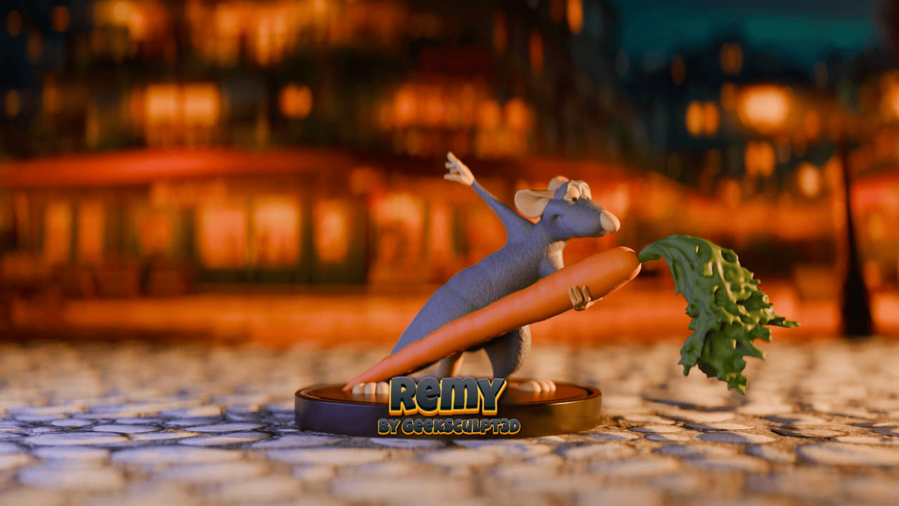 Ratatouille Remy Dancing with a Carrot Collectible Figurine 3D STL Model