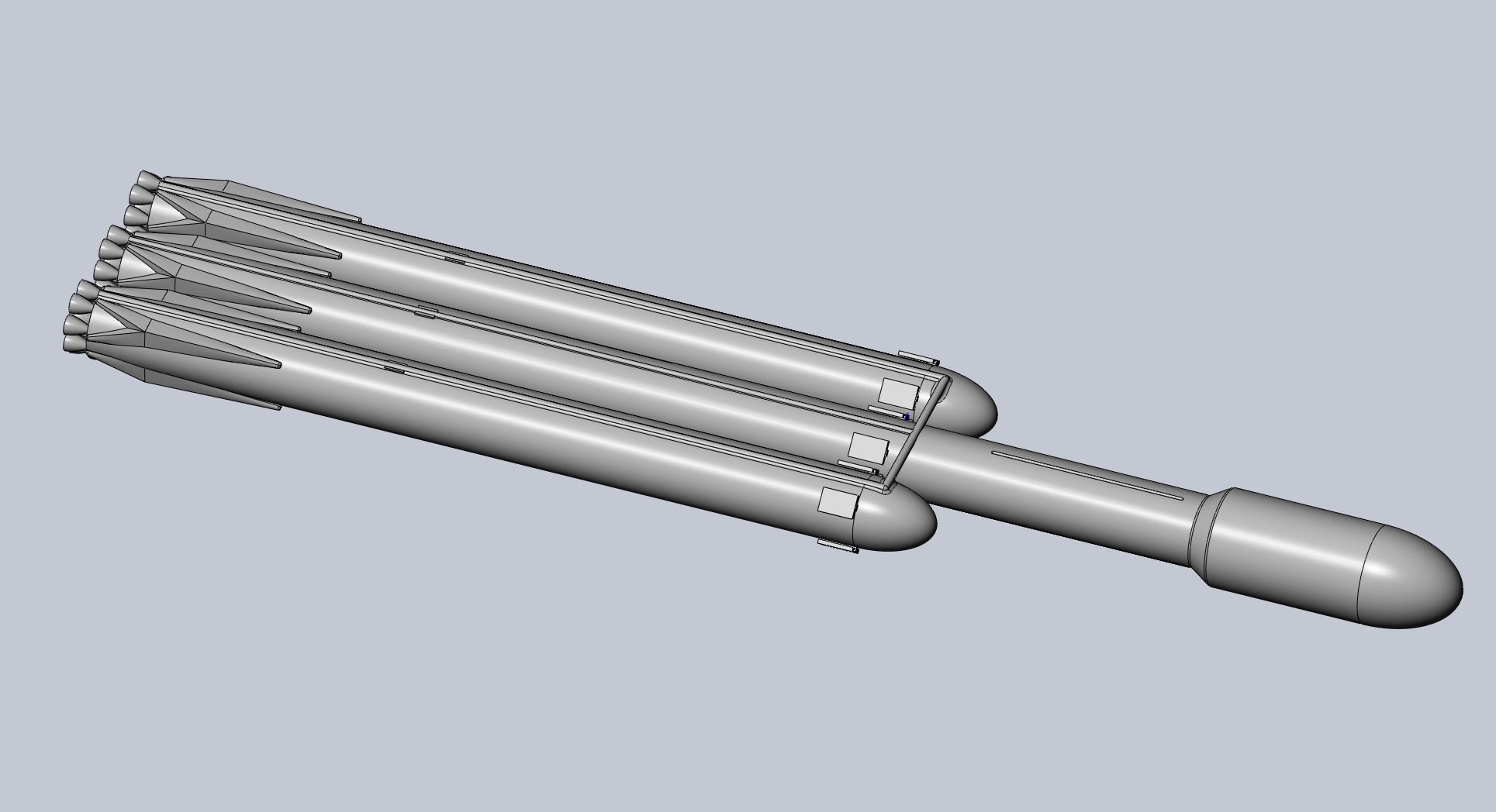 Basic Space X Falcon Heavy Model 3D STEP Model