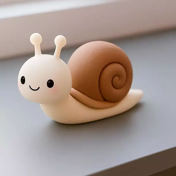 Cute Cartoon Snail Figurine kawaii Adorable Animal Decor 3D PNG Model