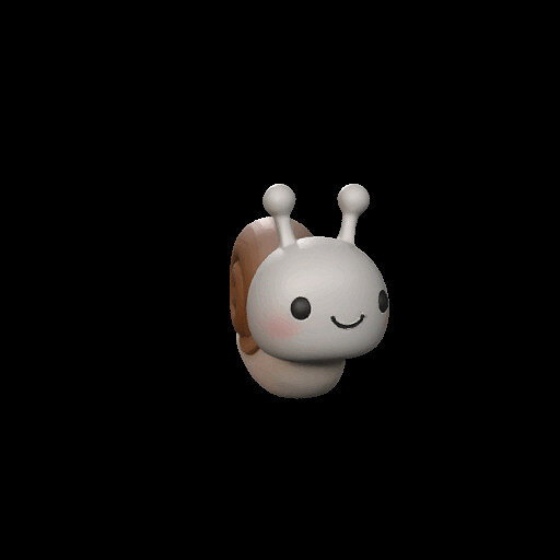 Cute Cartoon Snail Figurine kawaii Adorable Animal Decor 3D PNG Model — view 3