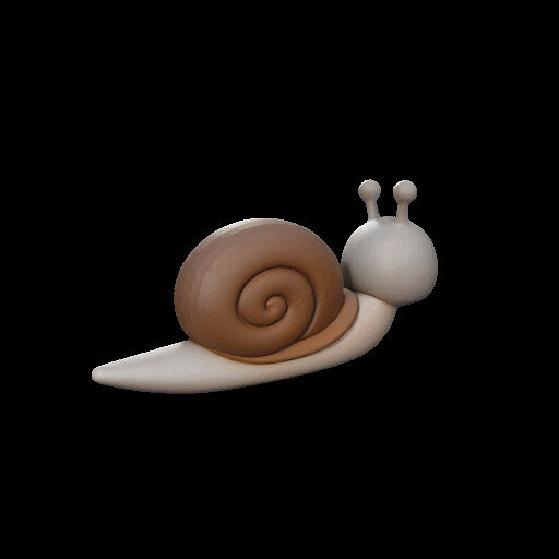 Cute Cartoon Snail Figurine kawaii Adorable Animal Decor 3D PNG Model — view 4