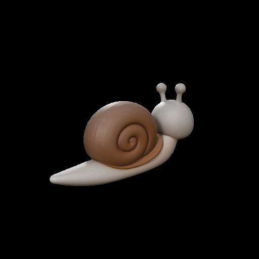 Cute Cartoon Snail Figurine kawaii Adorable Animal Decor 3D PNG Model — view 5