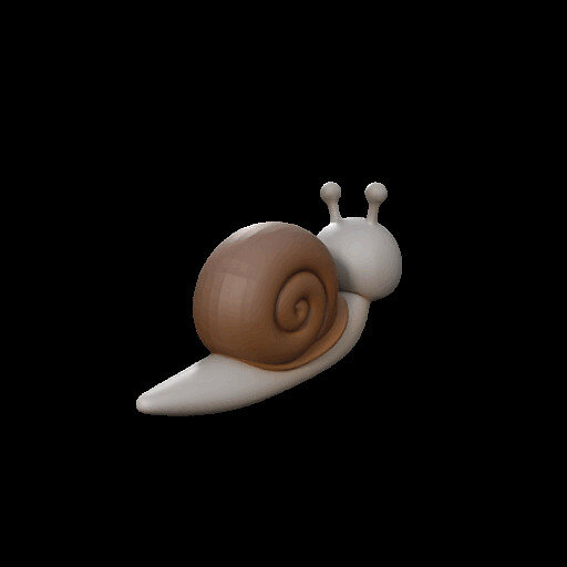Cute Cartoon Snail Figurine kawaii Adorable Animal Decor 3D PNG Model — view 6