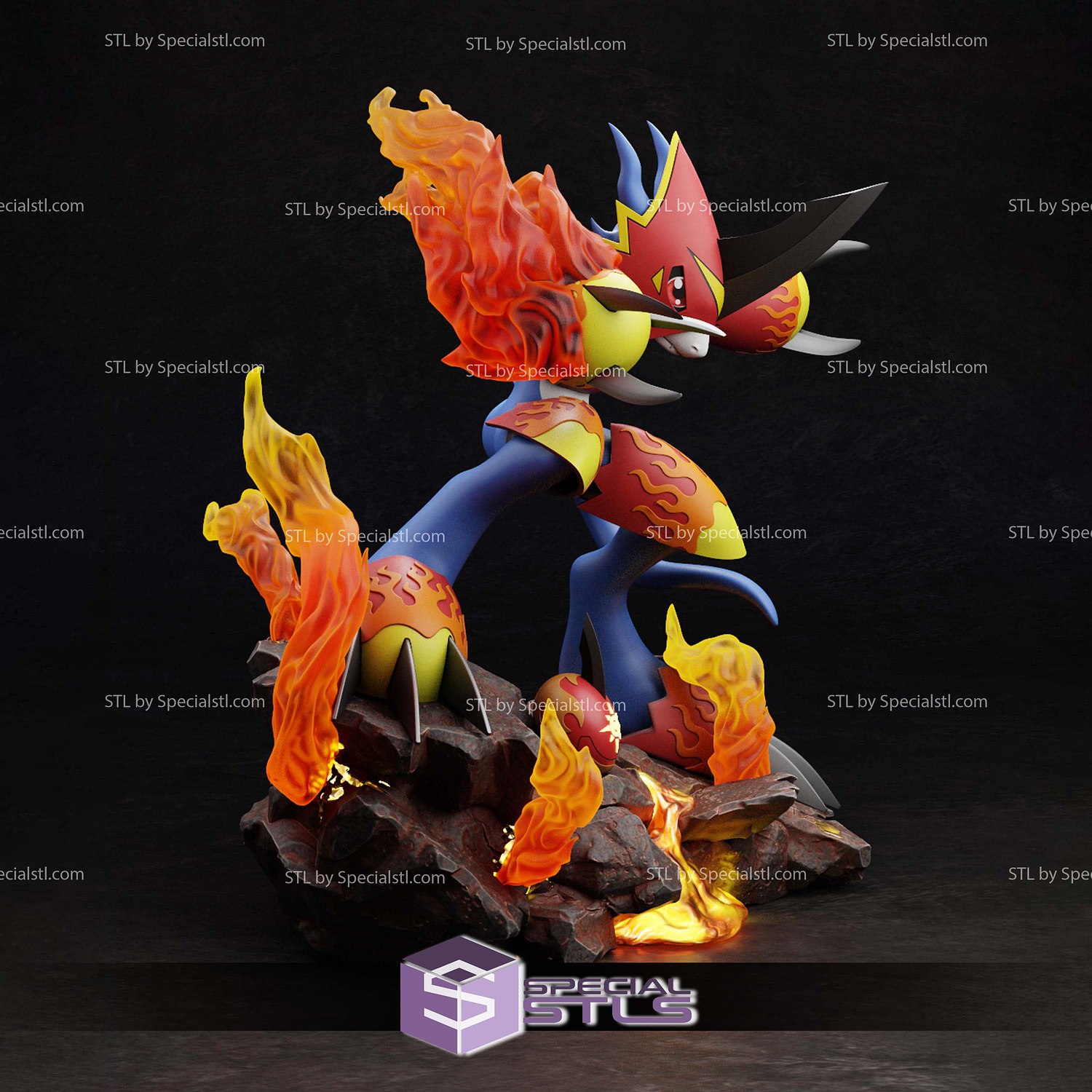 Flamedramon Digimon STL Files 3D Model — view 2