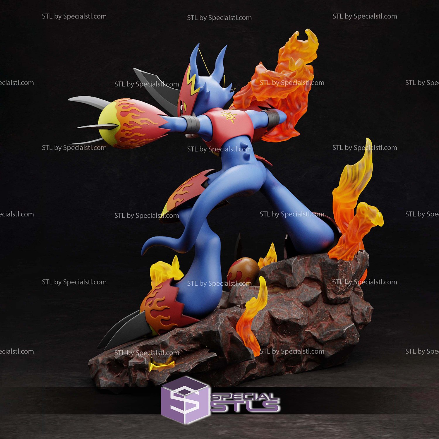 Flamedramon Digimon STL Files 3D Model — view 4