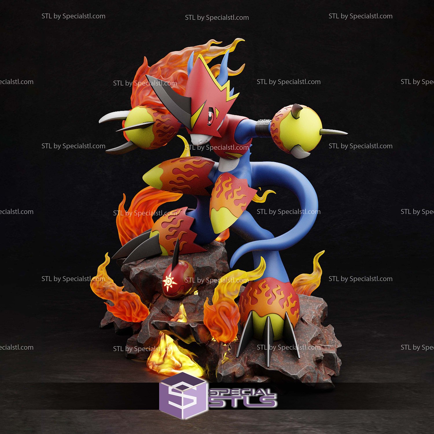 Flamedramon Digimon STL Files 3D Model — view 5