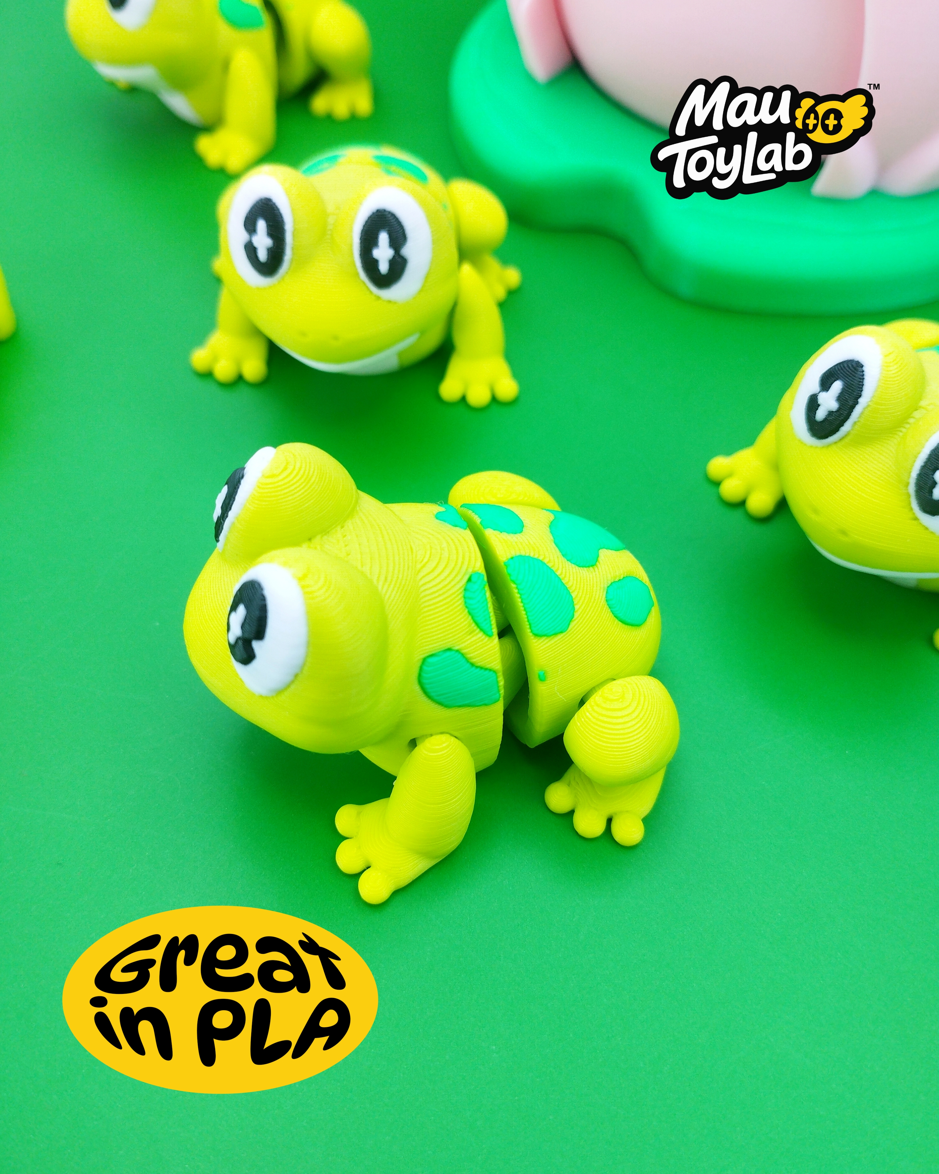 Flexi Frog with Lotus Capsule – Articulated Frog Toy | No Supports 3D 3MF Model — view 5