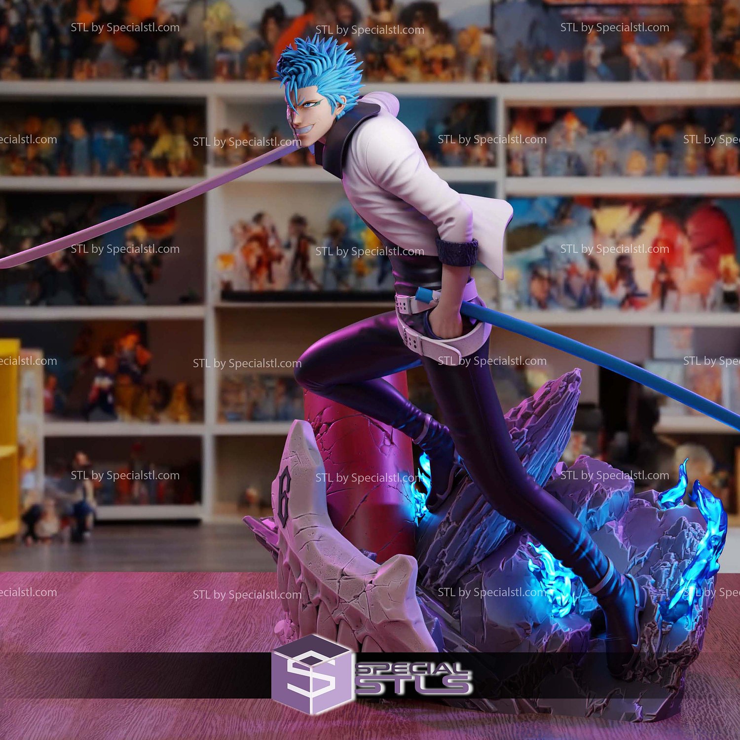 Grimmjow Bleach in Action Sculptures 3D Printing STL Model — view 2