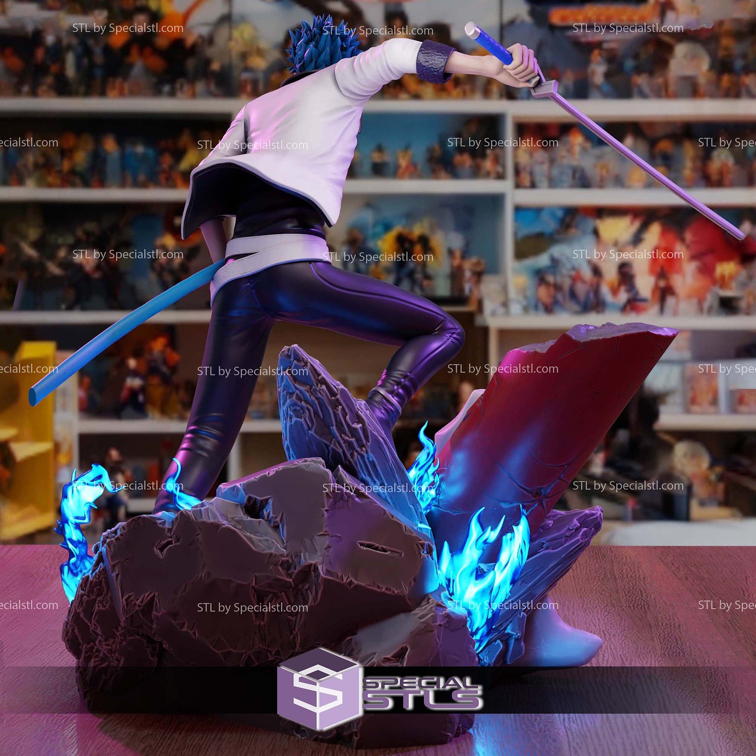 Grimmjow Bleach in Action Sculptures 3D Printing STL Model — view 3