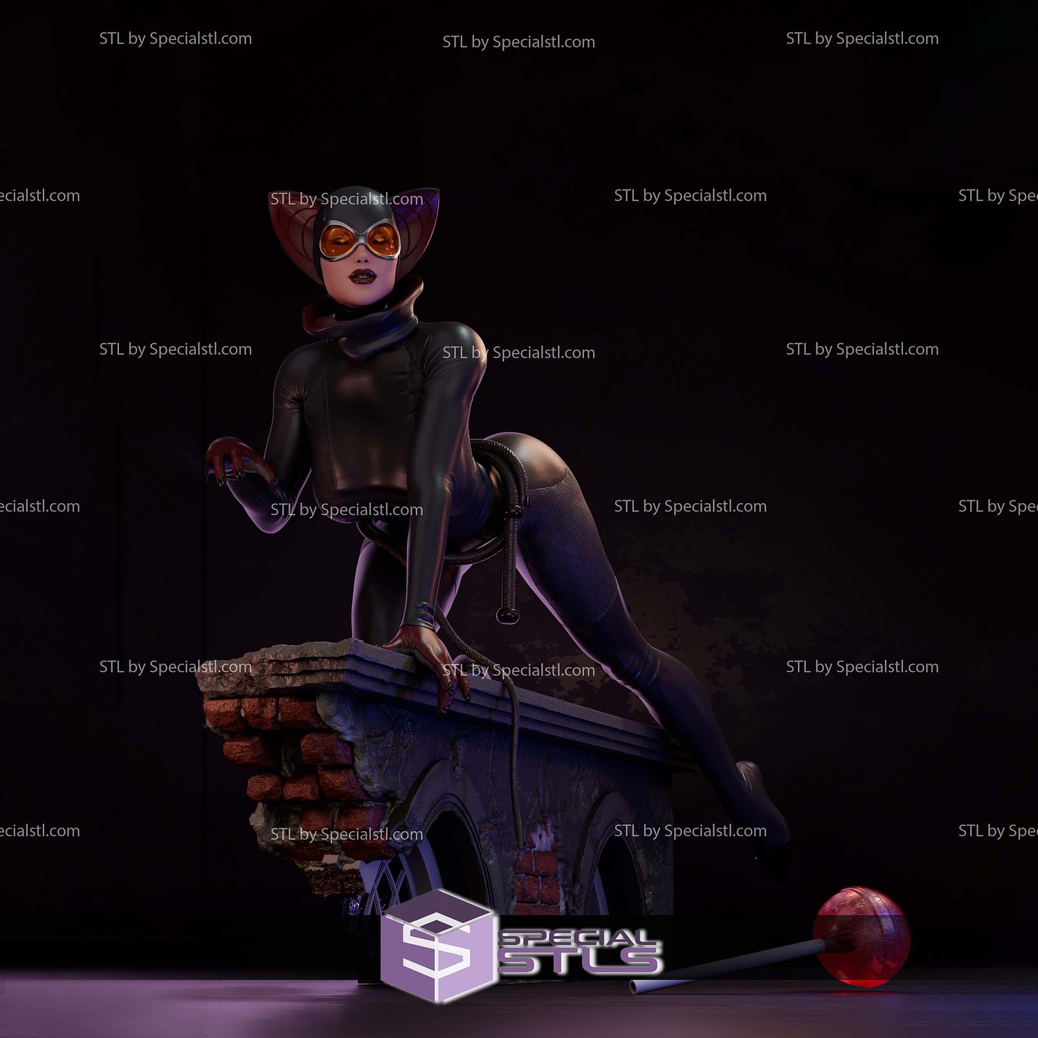 Catwoman Crawling on Wall STL Files 3D Model — view 4