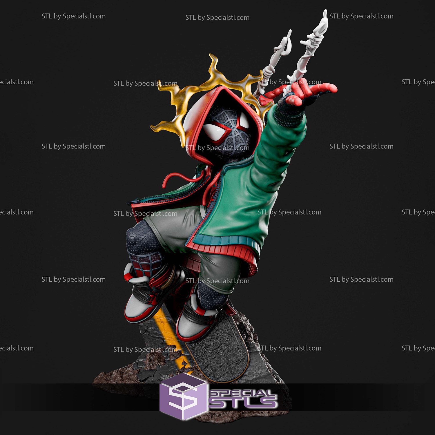 Kid Miles Morales 184mm STL Files 3D Model — view 3
