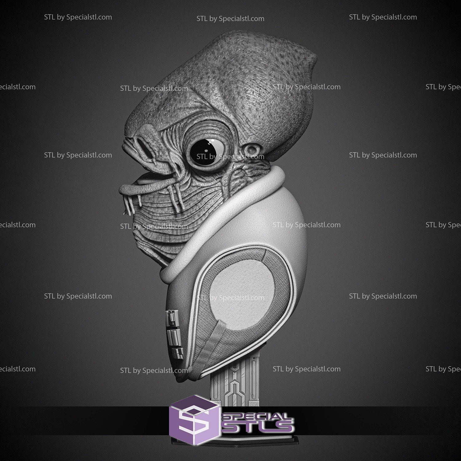 Ackbar Admiral Portrait Bust 3D Print Files STL Model — view 2