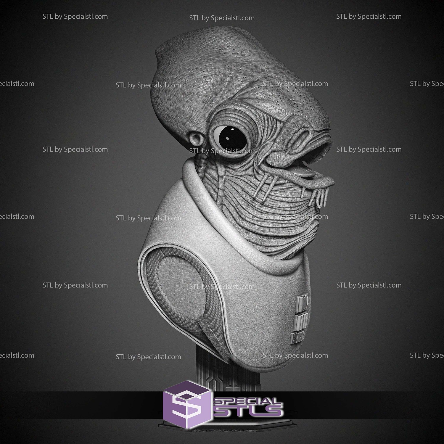 Ackbar Admiral Portrait Bust 3D Print Files STL Model — view 3