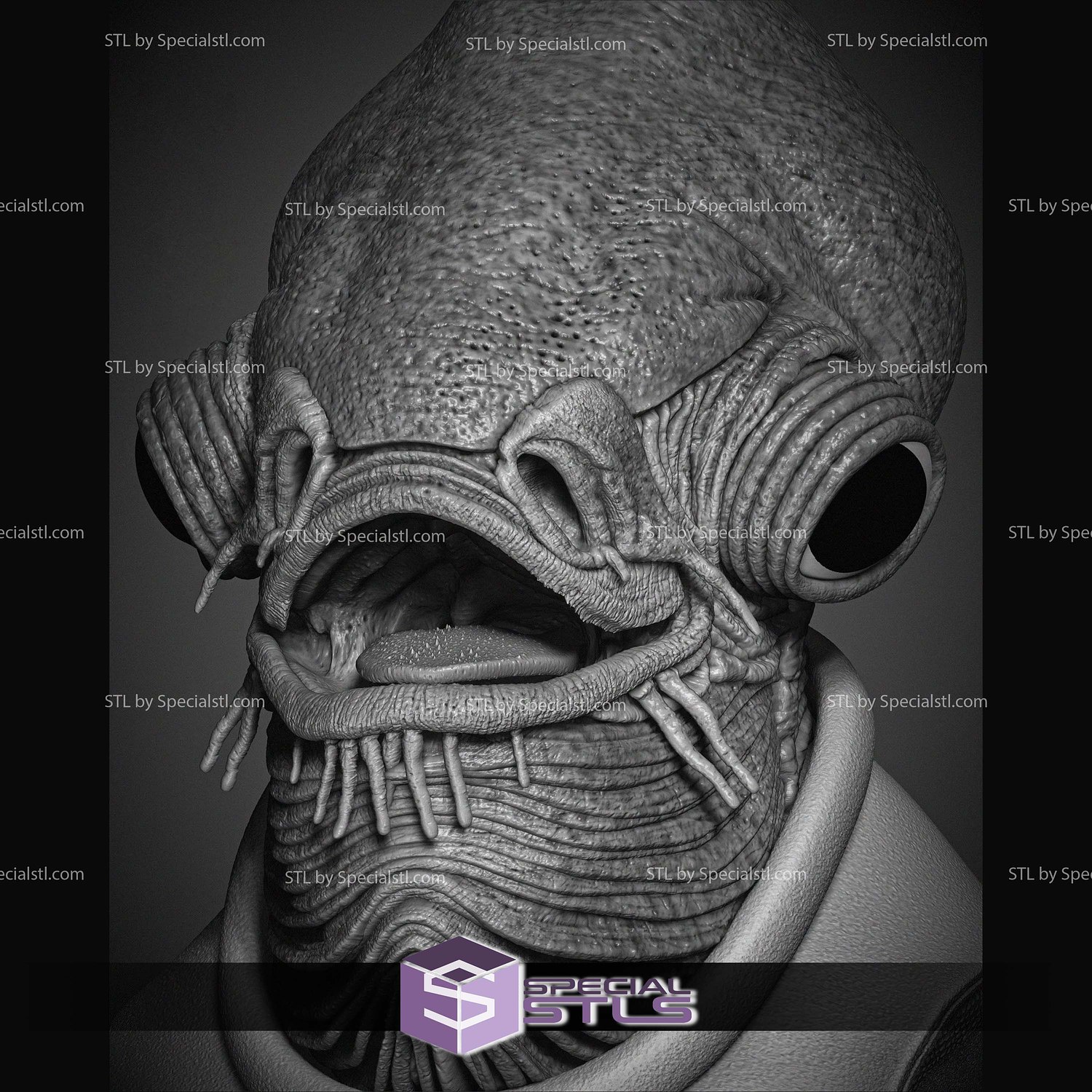 Ackbar Admiral Portrait Bust 3D Print Files STL Model — view 4