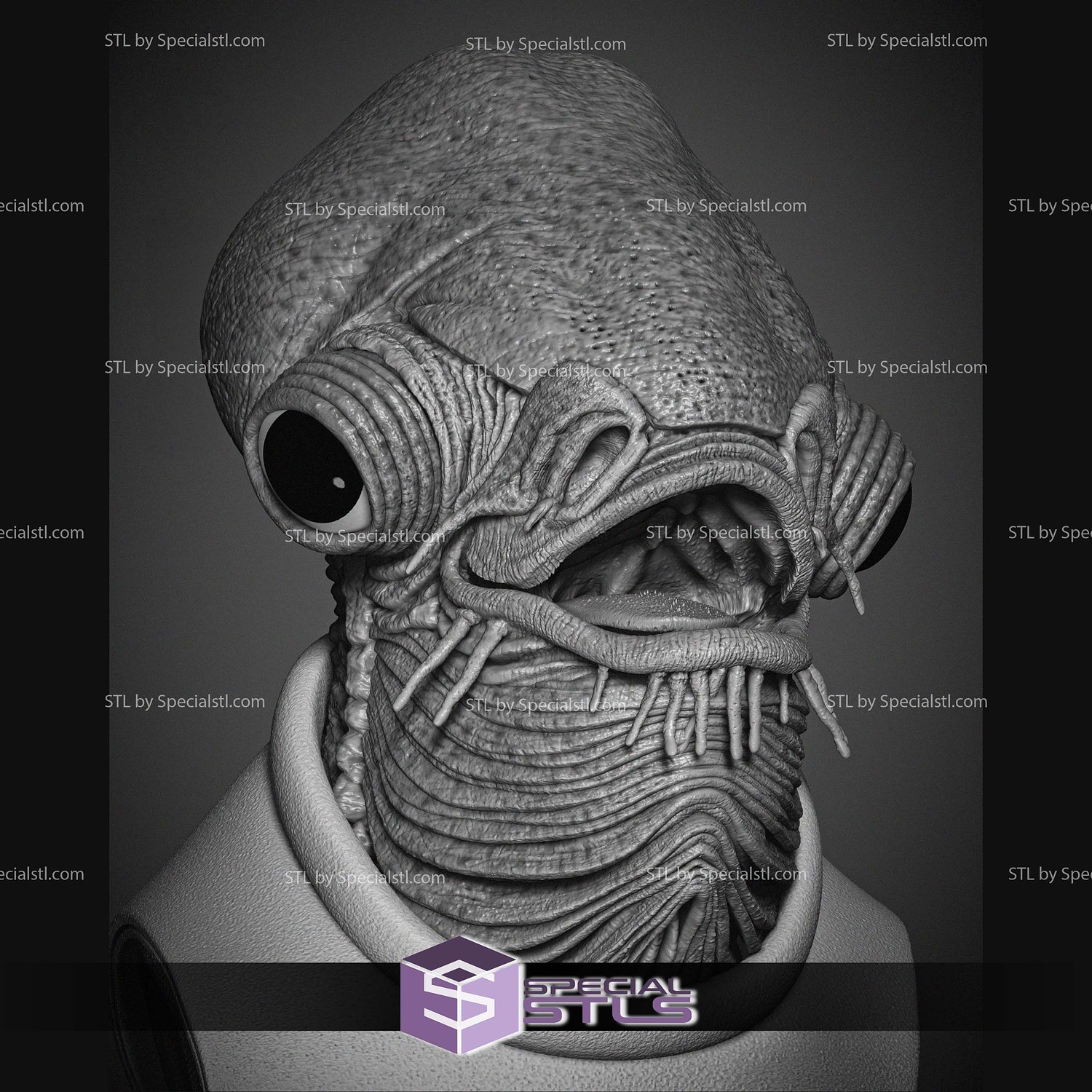 Ackbar Admiral Portrait Bust 3D Print Files STL Model — view 5